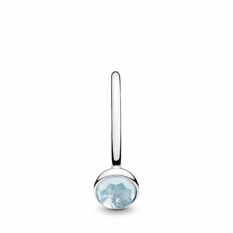 Pandora March Droplet Ring Ireland - Sterling Silver/Blue/Crystal - 763582QGA